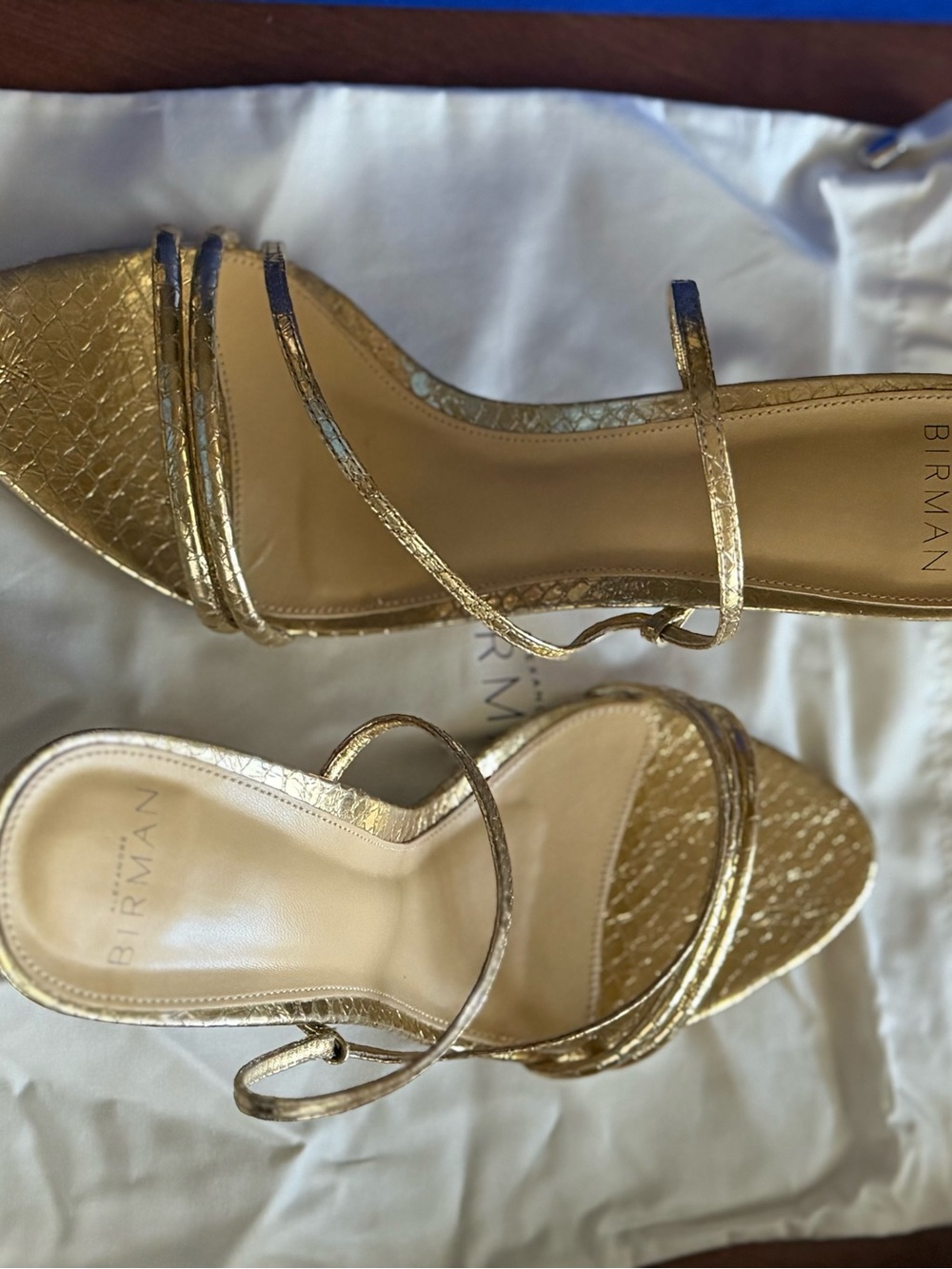 Balmain Gold Textured High Heel Sandals